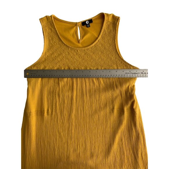 A&I Sleeveless Mustard Yellow Crinkle Texture Summer Dress Small - Picture 6 of 12